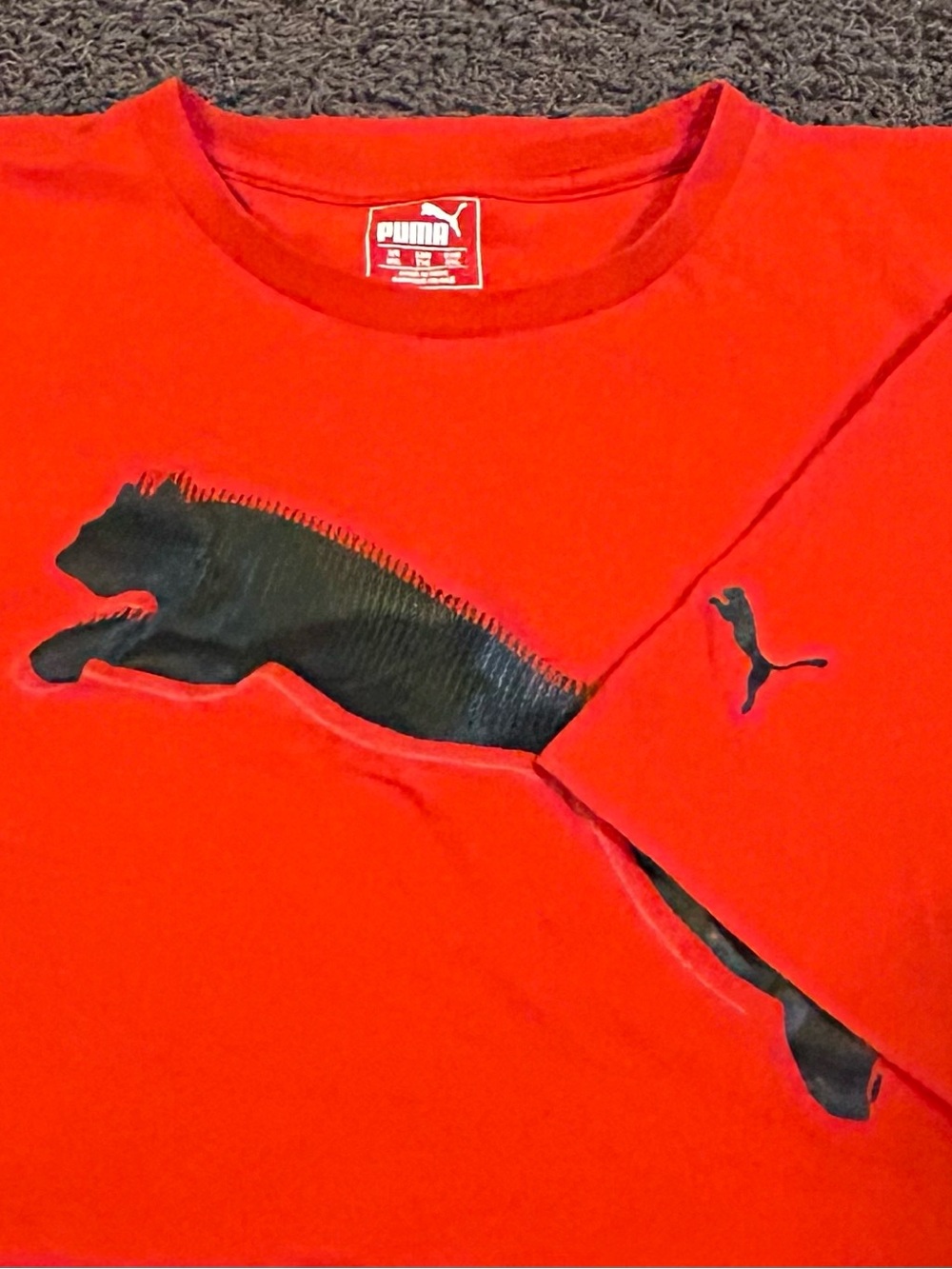 Puma Men’s Red Short Sleeve Tee with Black Puma Logo